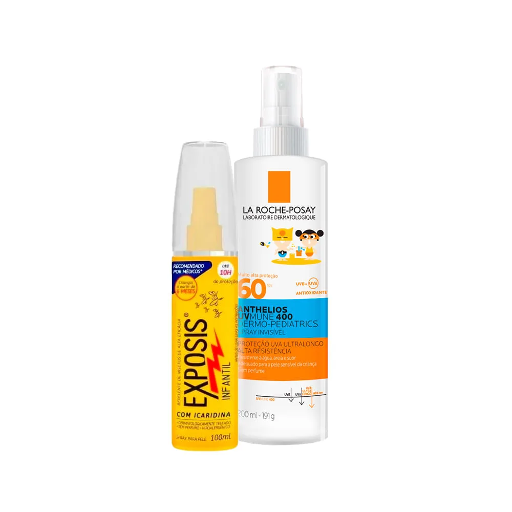 Kit Infantil Exposis + La Roche Repelente Sem Perfume Spray 100ml + Protetor Solar Anthelios UVB + UVA 60fps 200ml