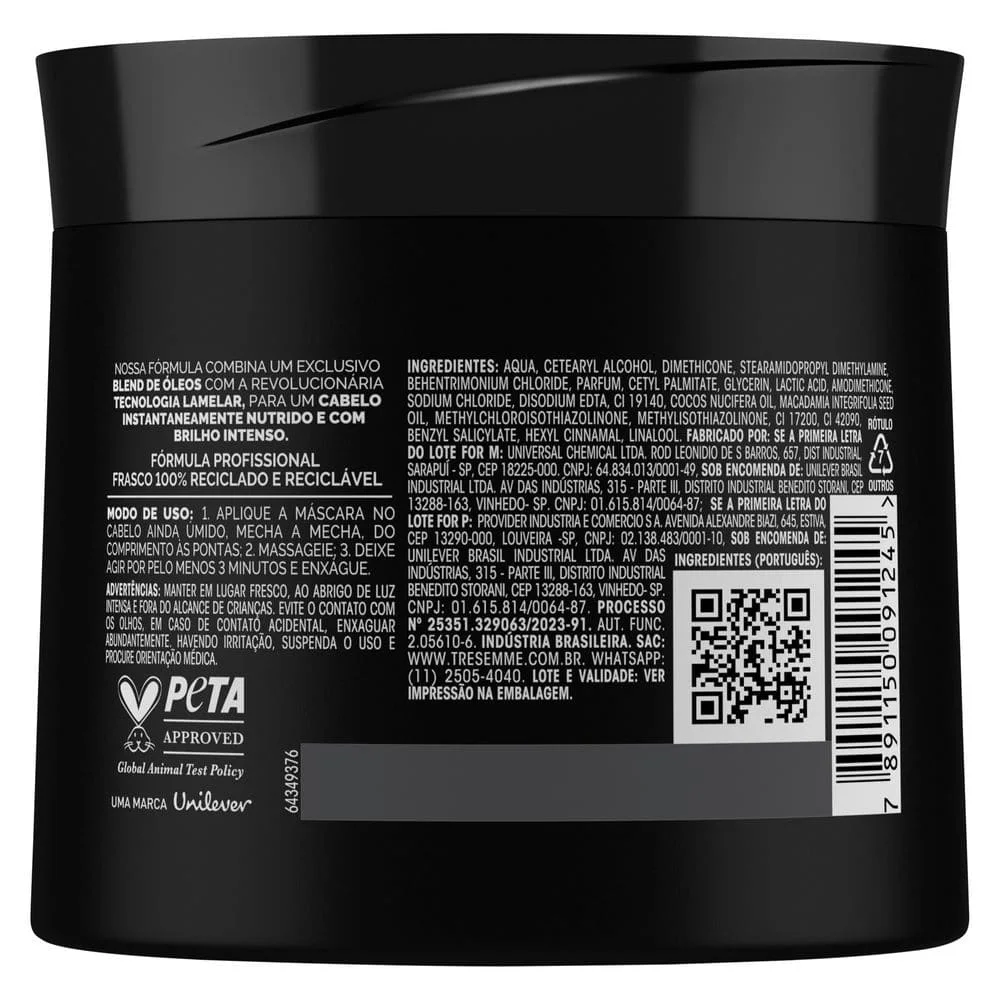 Máscara de Tratamento TRESemmé Brilho Lamelar Blend de Óleos 400g