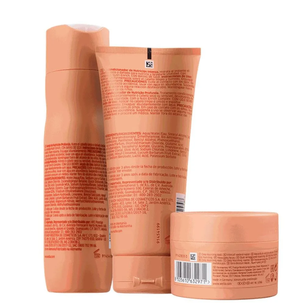 Kit Wella Nutri-Enrich - Shampoo 250ml + Condicionador 200ml + Máscara 150ml
