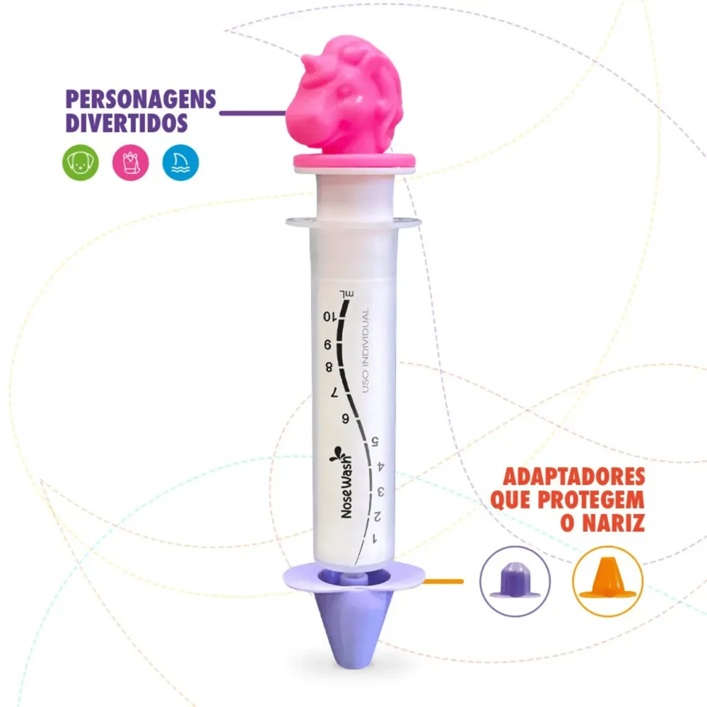Dispositivo de Lavagem Nasal Nosewash Unicórnio 10ml + 2 Adaptadores