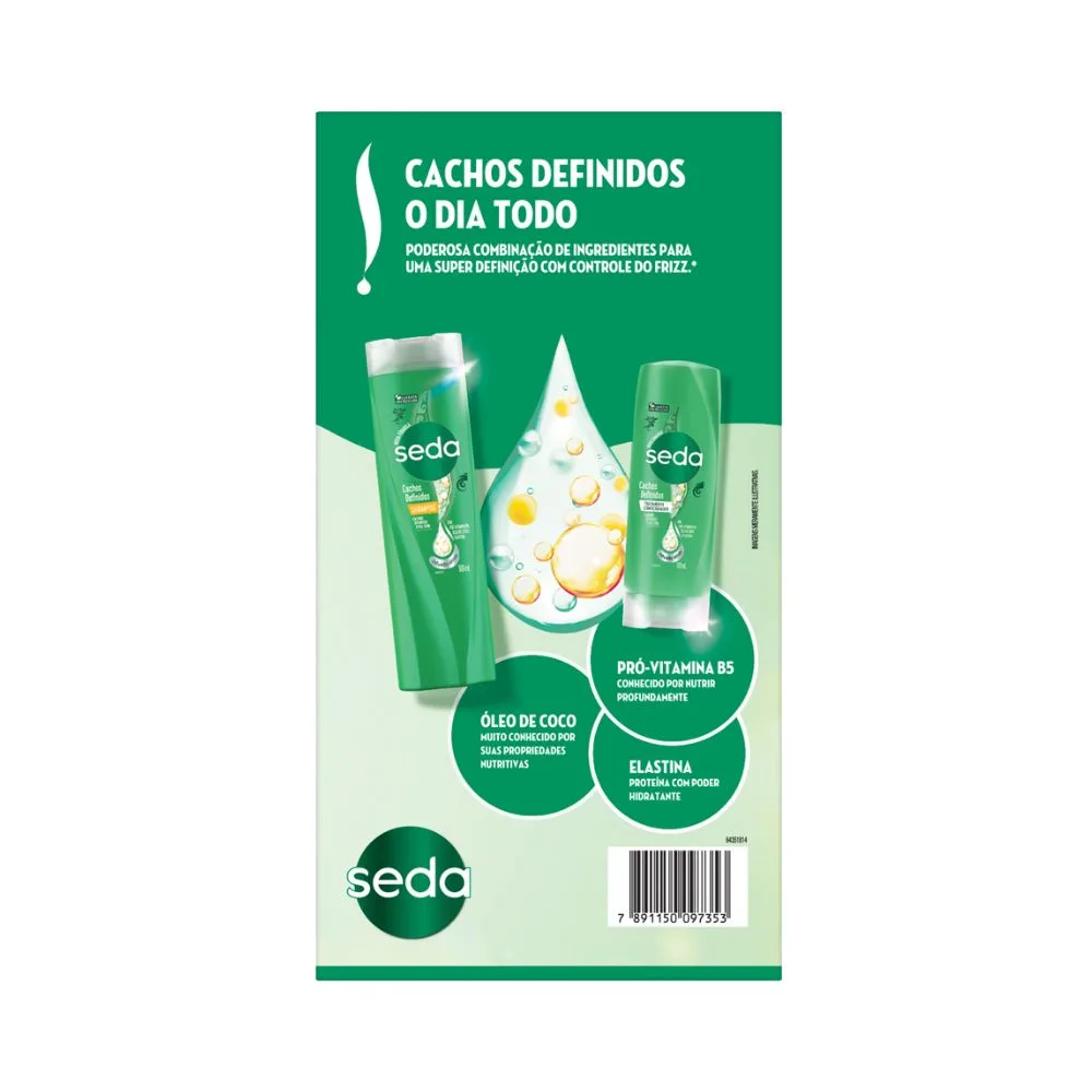 Kit Shampoo Seda Cachos Definidos 300ml 1 Unidade + Condicionador Seda Cachos Definidos 190ml 1 Unidade