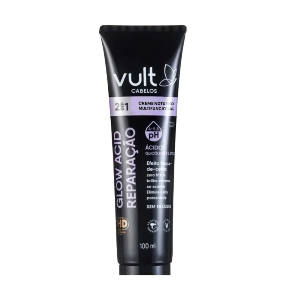 Creme Finalizador Noturno Vult Multifuncional 2 Em 1 Glow Acid Reparação 100ml