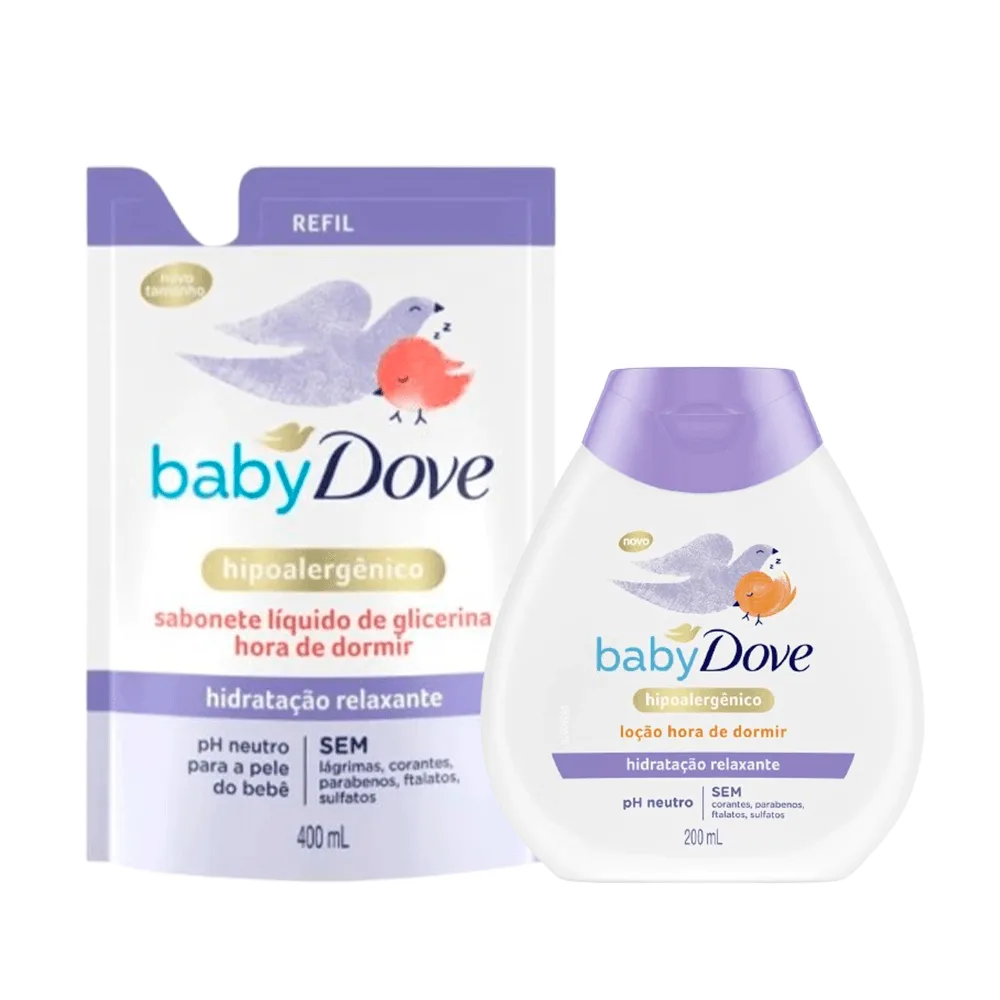 Kit Infantil Dove Hidratação Relaxante Sabonete Líquido Refil 400ml + Loção Hidratante 200ml