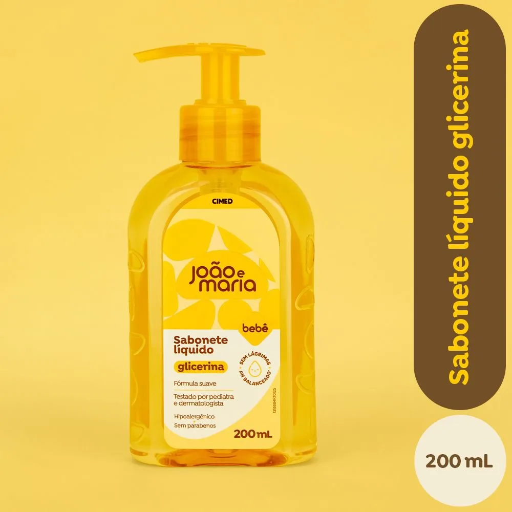 Sabonete Líquido Infantil João e Maria Bebê Glicerina 200ml