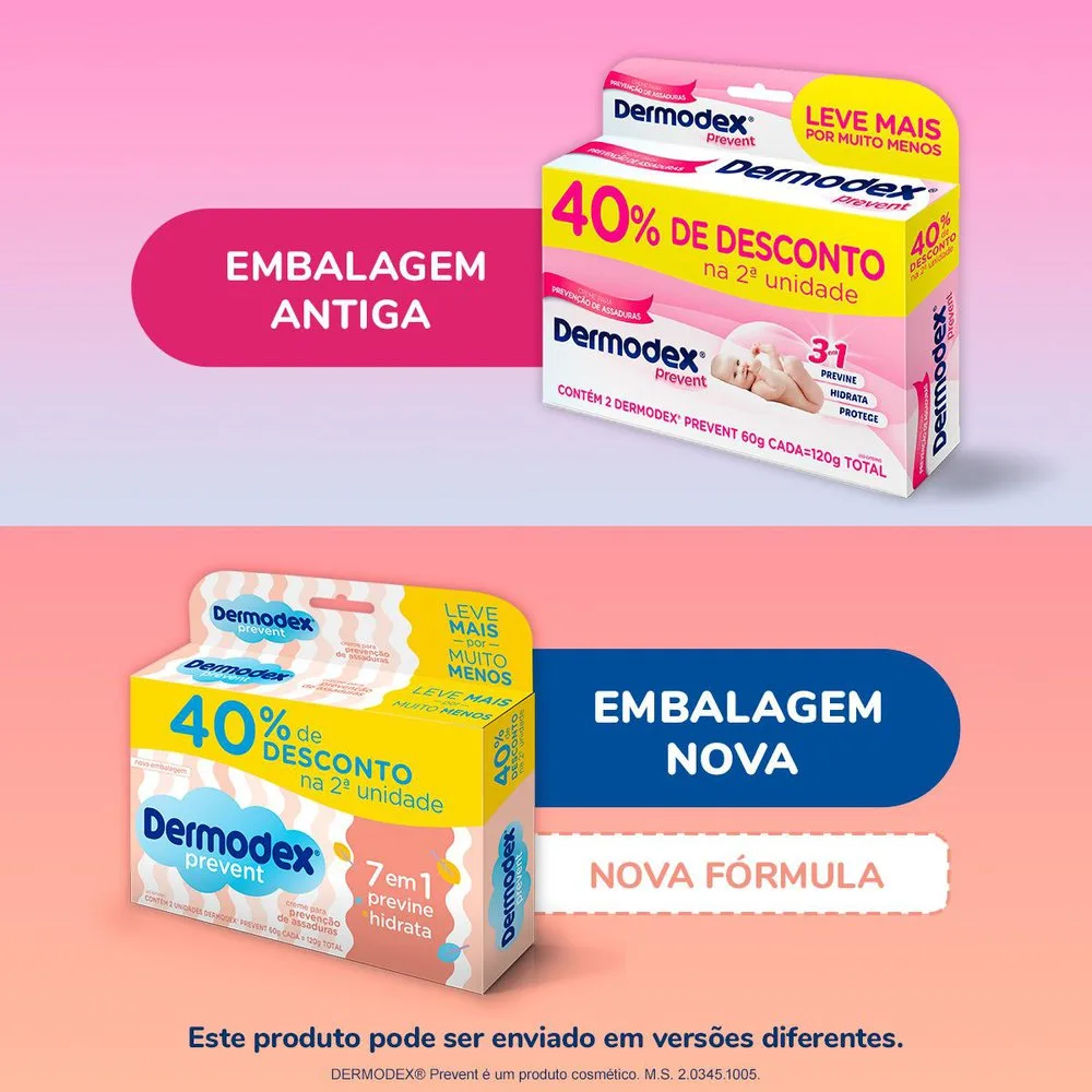 Kit Pomadas de Assadura Infantil Dermodex Prevent 60g cada 2 Uni 40% na 2ª unidade