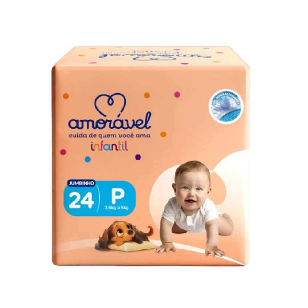 Fralda Amoravel Basic Jumbinho P 24 Unidades