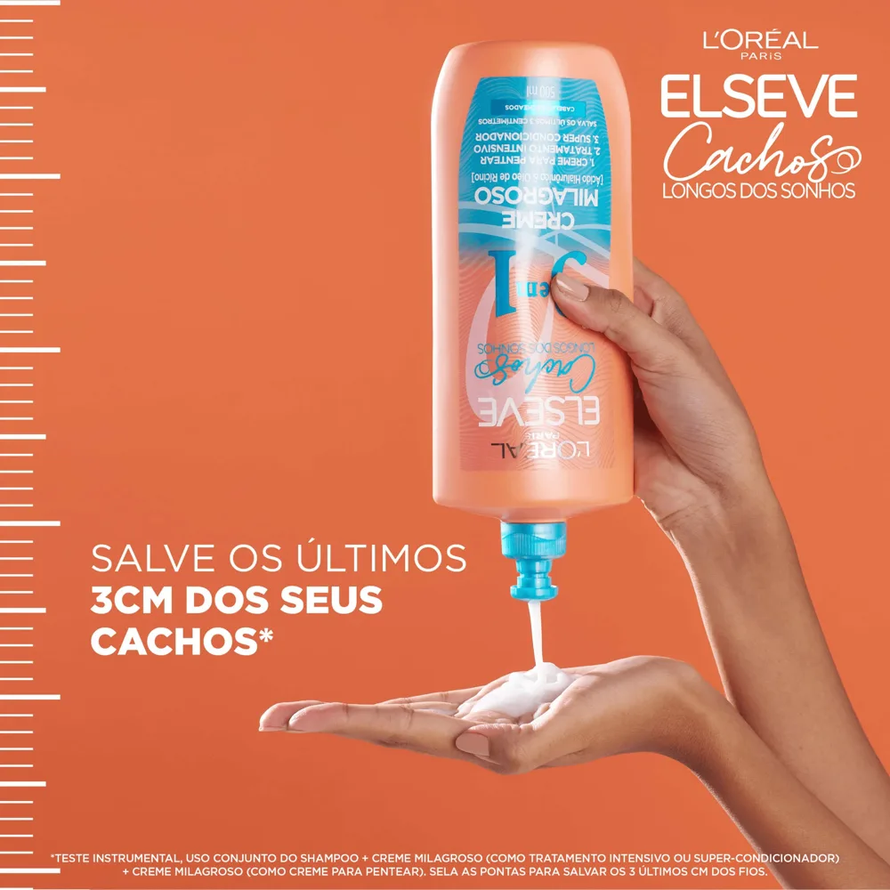 Creme de Pentear Elseve Cachos Longos dos Sonhos 3 em 1 Creme Milagroso 500ml