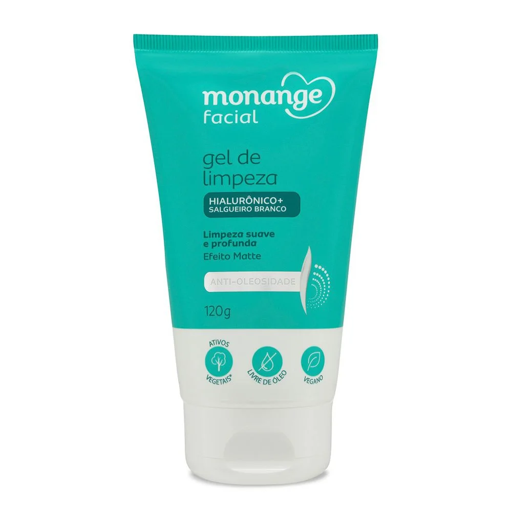 Gel de Limpeza Facial Monange Antioleosidade Efeito Matte com Ácido Hialurônico e Extrato de Salgueiro Branco 120g