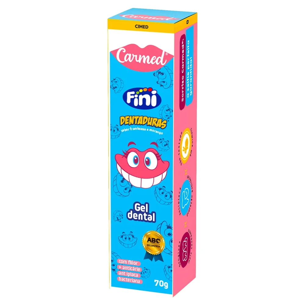 Gel Dental Carmed Fini Dentaduras Anticáries com Flúor 70g