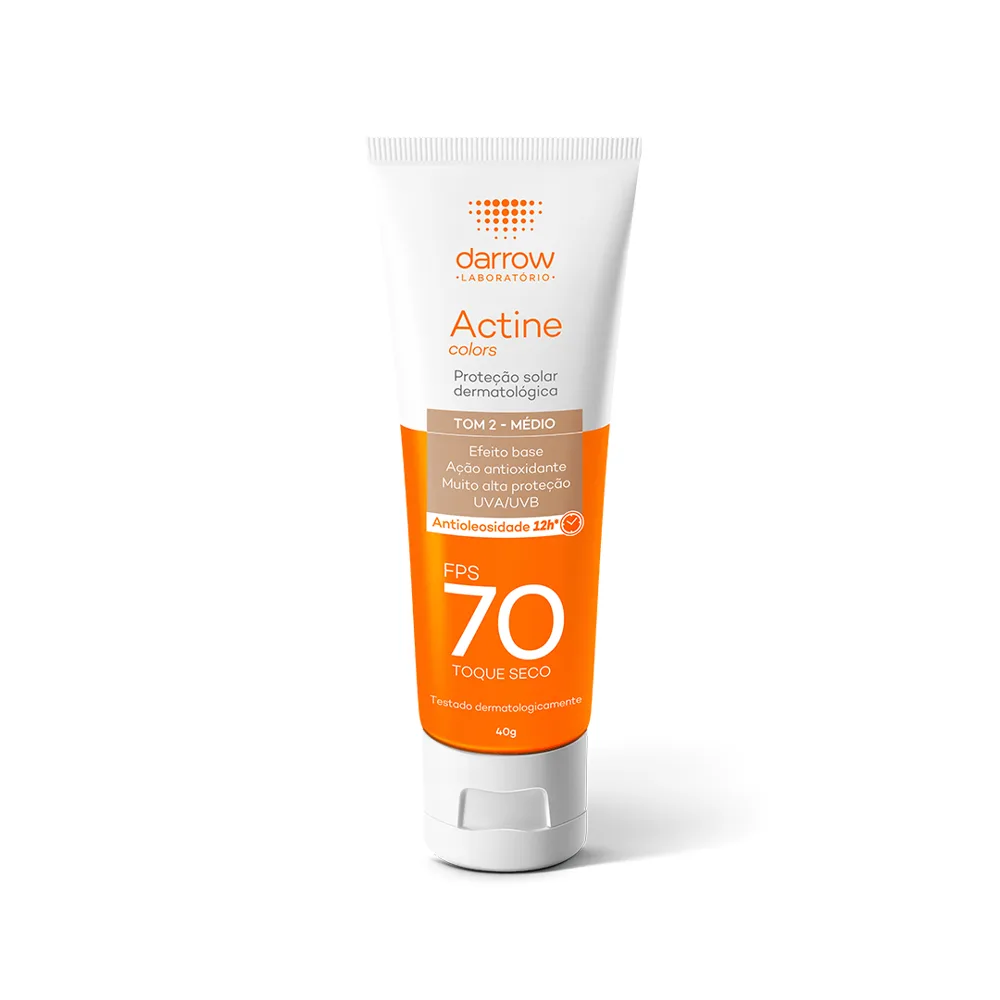 Protetor Solar Facial Darrow Actine Colors Toque Seco FPS70 Cor Pele Morena 40g