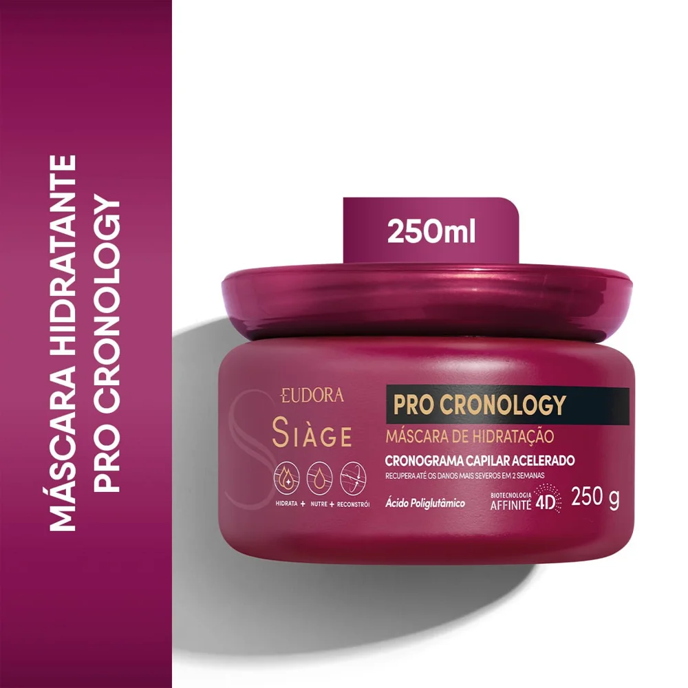 Kit Eudora Siàge Máscara de Tratamento Pro Cronology 250g 1 Uni + Potencializador de Nutrição 10ml 1 Uni + Potencializador de Reconstrução 10ml 1 Uni