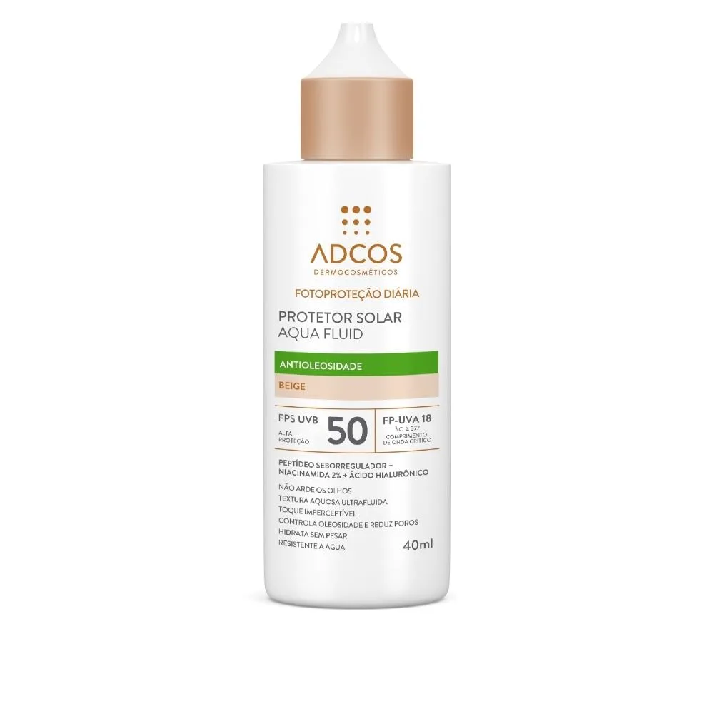 Protetor Solar Facial Adcos Aqua Fluid Bege Fps50 40ml