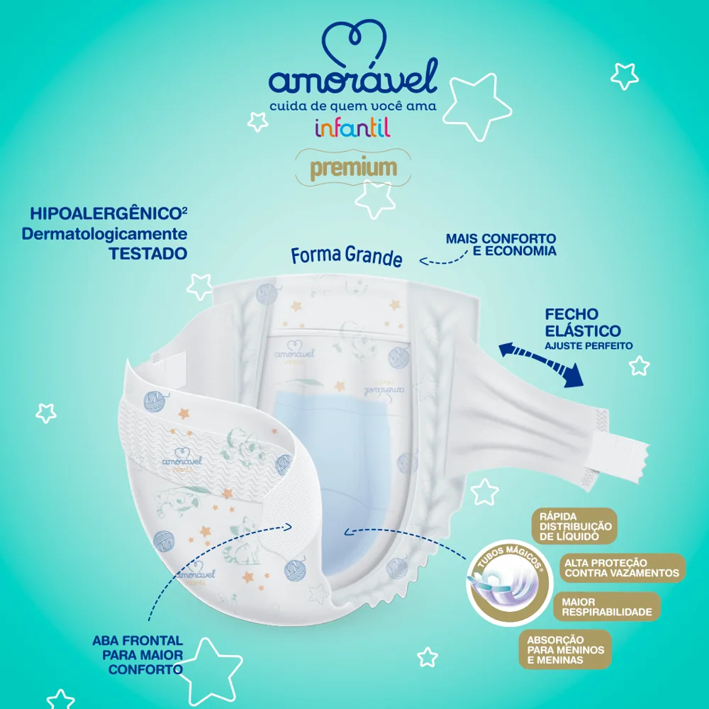 Fralda Amorável Premium Ultrapack Xxg 80 Unidades