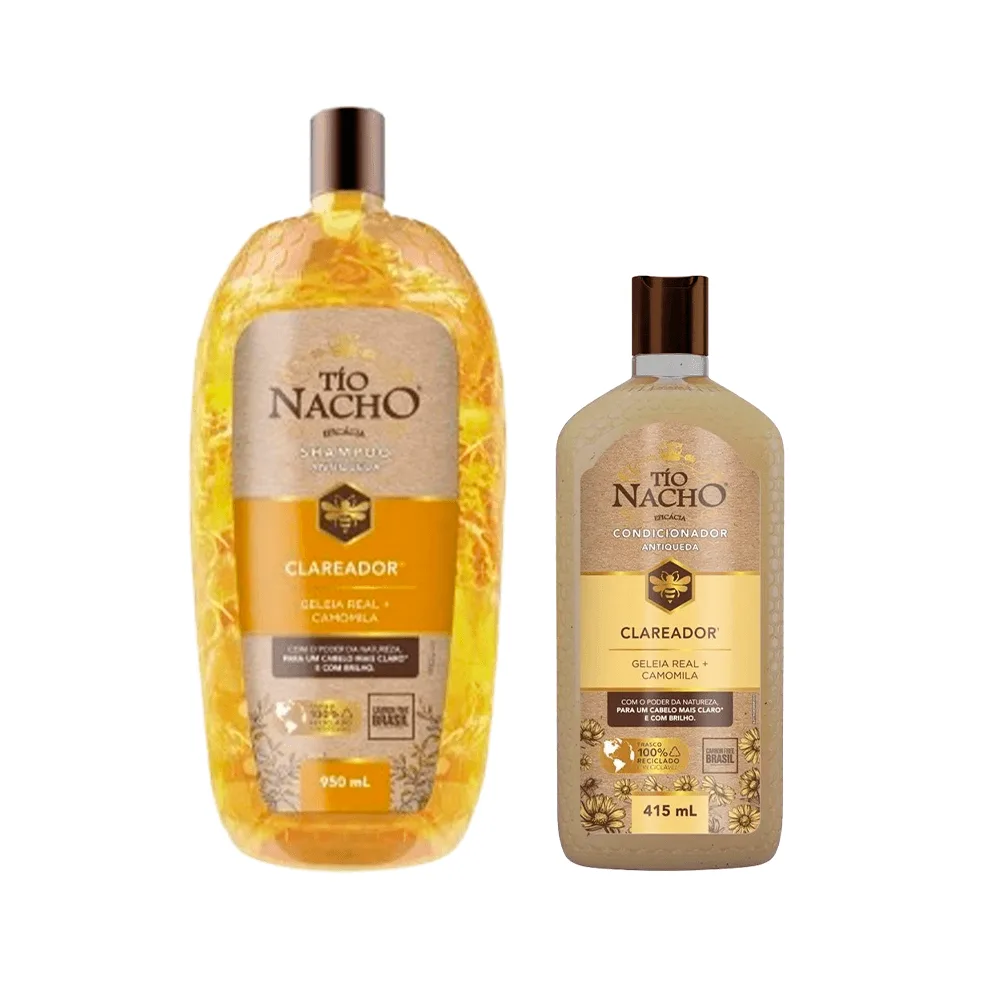 Kit Tío Nacho Shampoo Clareador Antiqueda 950ml + Condicionador Clareador Antiqueda 415ml