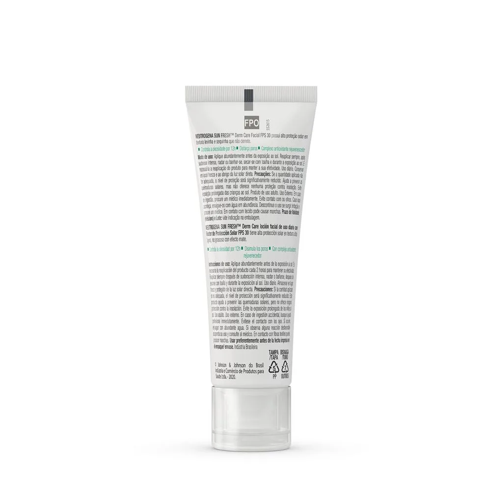 Protetor Solar Facial Neutrogena Sun Fresh Derm Care FPS30 Pele Mista a Oleosa Sem Cor 40g