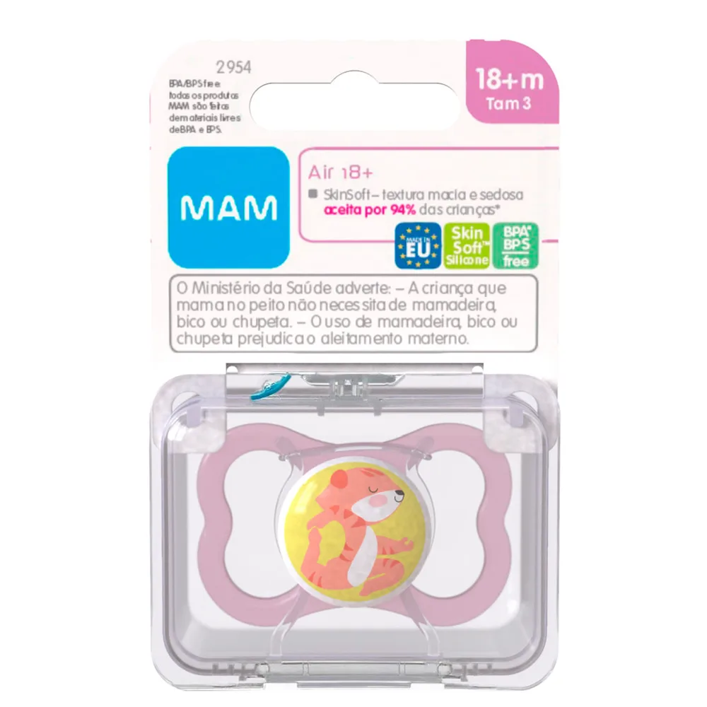 Chupeta MAM Air Ortodôntica +18 meses Silicone Rosa 1 Unidade