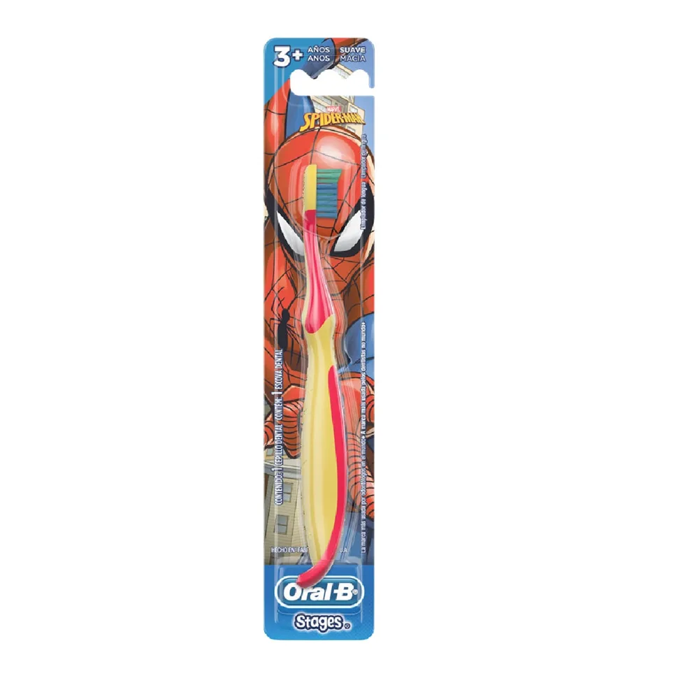Escova Dental Infantil Oral-B Stages Spider-Man Cerdas Macias +3 anos 1 Unidade