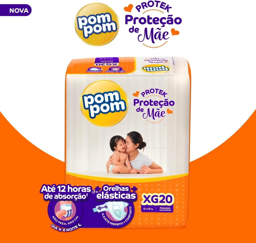 Fralda Pom Pom Protek Proteção de Mãe XG 20 Unidades