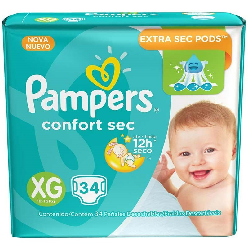 Fralda Pampers Confort Sec Xg - 34 Unidades