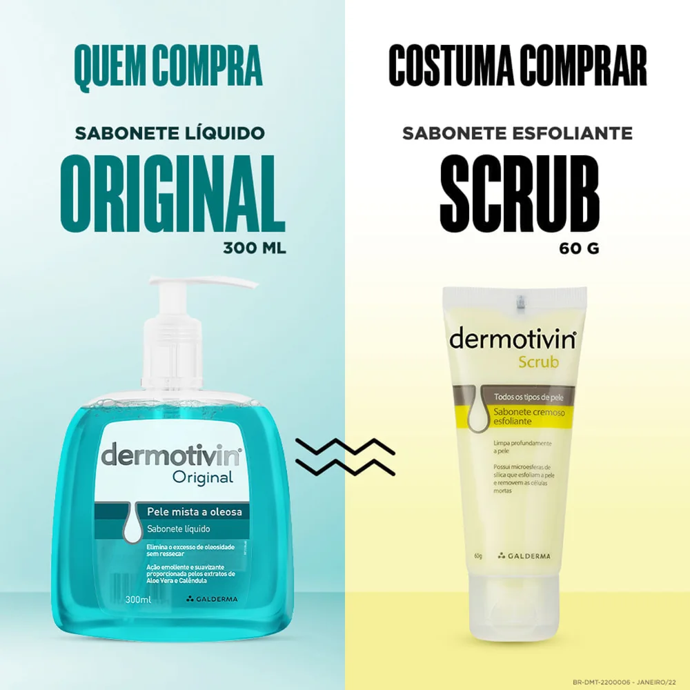 Sabonete Líquido Facial Dermotivin Original Peles Mistas a Oleosas 300ml