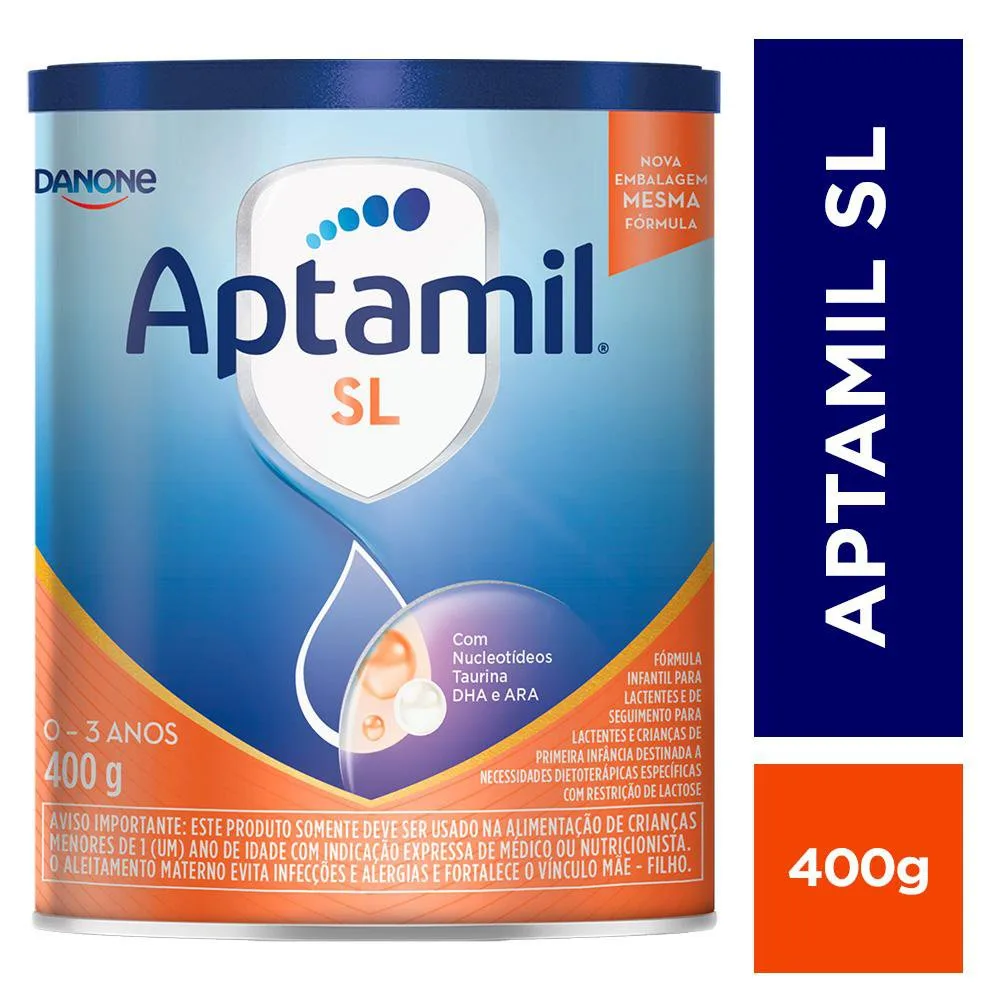 Fórmula Infantil Aptamil SL Sem Lactose de 0 a 3 anos 400g