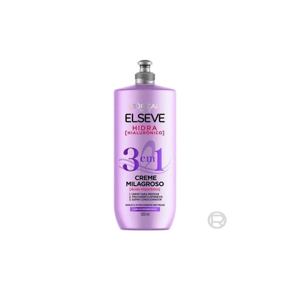 Creme de Tratamento Capilar Elseve Hidra Hialurônico 3 em 1 Milagroso 500ml