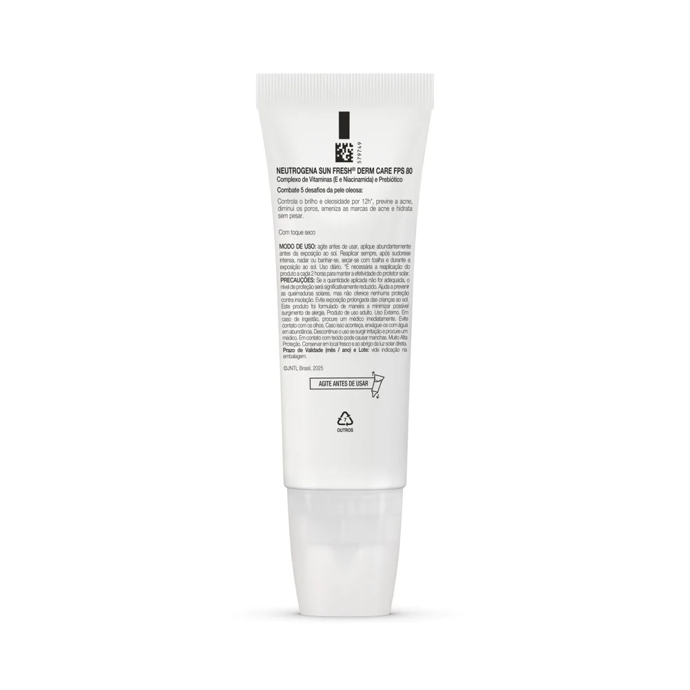 Protetor Solar Facial Neutrogena Sun Fresh Derm Care Oil Control Fluido Cor 2.0 FPS80 40mL