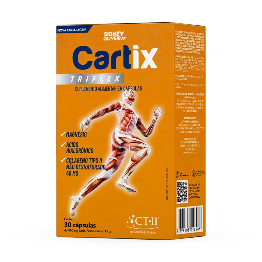 Sidney Oliveira Colágeno Tipo II + Ácido Hialurônico + Magnésio Cartix Triflex — 30 Cápsulas