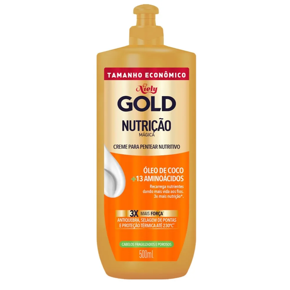 Creme de Pentear Niely Gold Nutrição Mágica Óleo de Coco + 13 Aminoácidos 500ml
