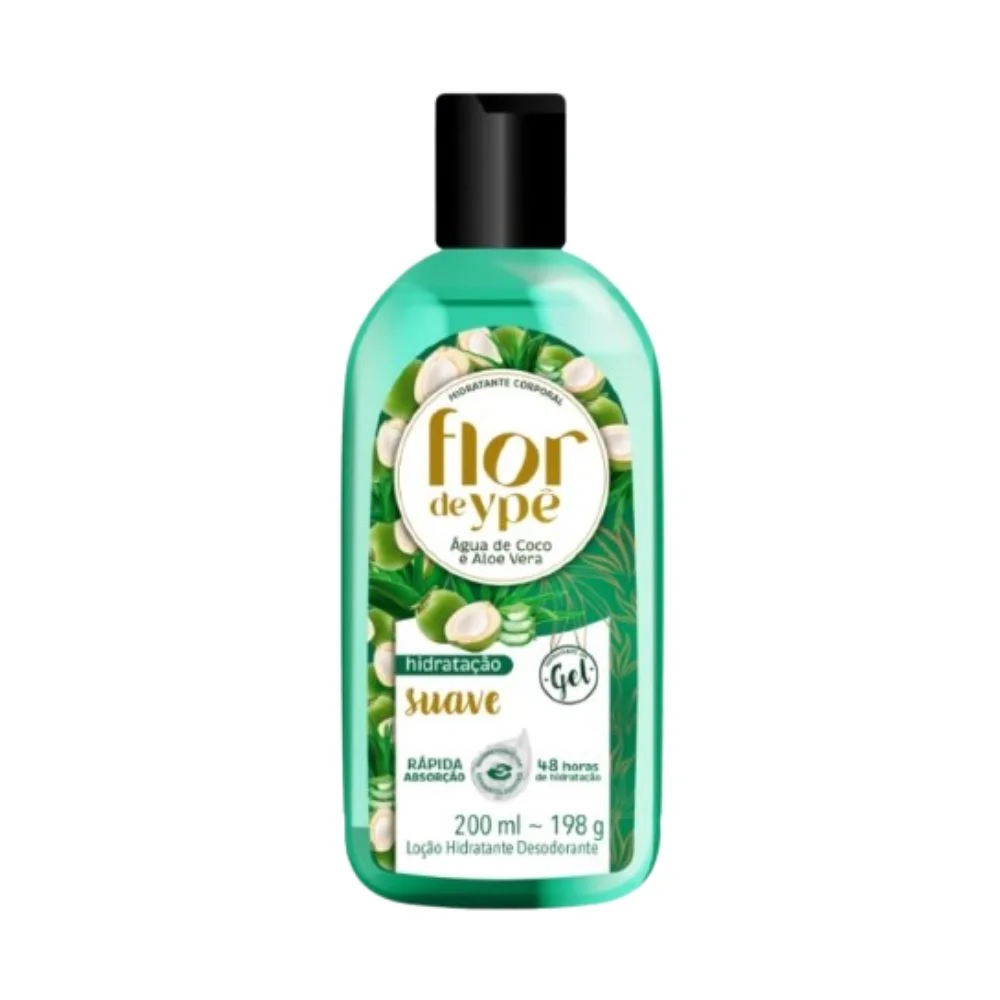 Loção Corporal Flor de Ypê Hidratante Desodorante Água de Coco e Aloe Vera 200ml