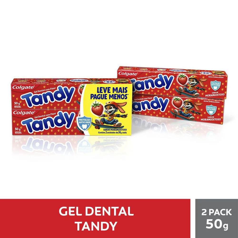 CremeDental Infantil Colgate Tandy Morango 2 Unidades Com 50g Cada Preço Especial