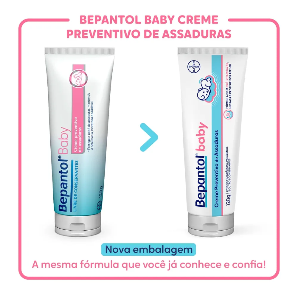 Creme Preventivo de Assaduras a Bepantol Baby com Pró-Vitamina B5 Hipoalergênico Recém-Nascido 120g