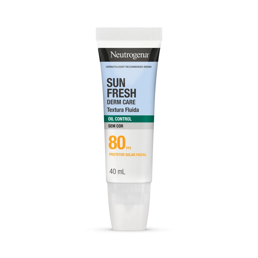 Protetor Solar Facial Neutrogena Sun Fresh Derm Care Oil Control Fluido Sem Cor FPS80 40Ml