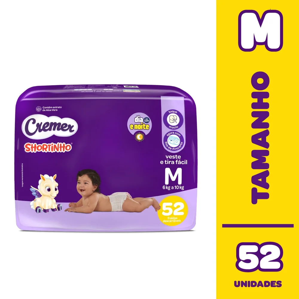 Fralda Cremer Shortinho M 52 Unidades