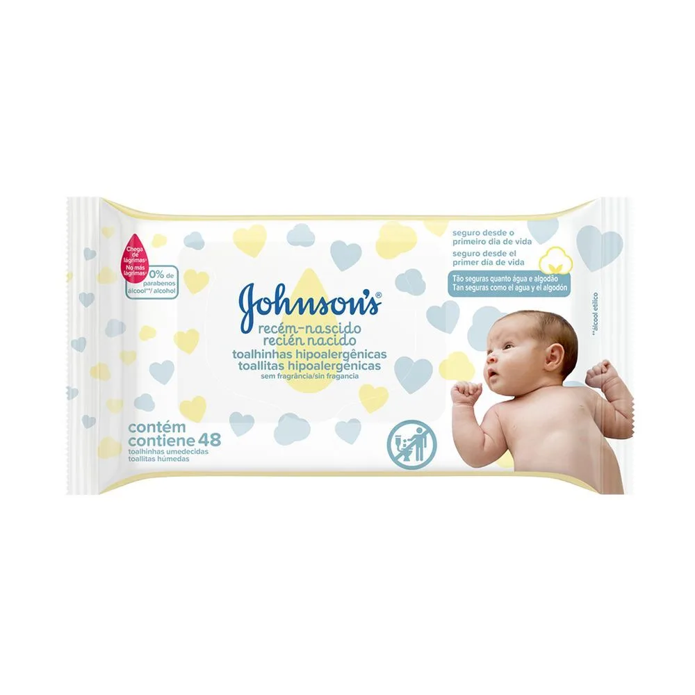 Lenços Umedecidos Johnson's Baby Recém-Nascido Sem Fragrância 48 Unidades
