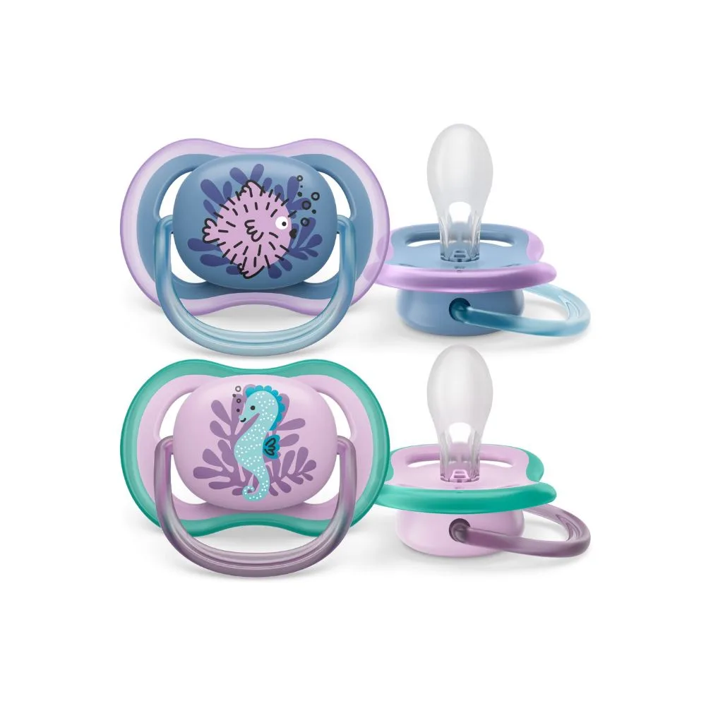 Chupeta Philips Avent Ultra Air +6 meses Silicone Azul e Rosa 2 Unidades