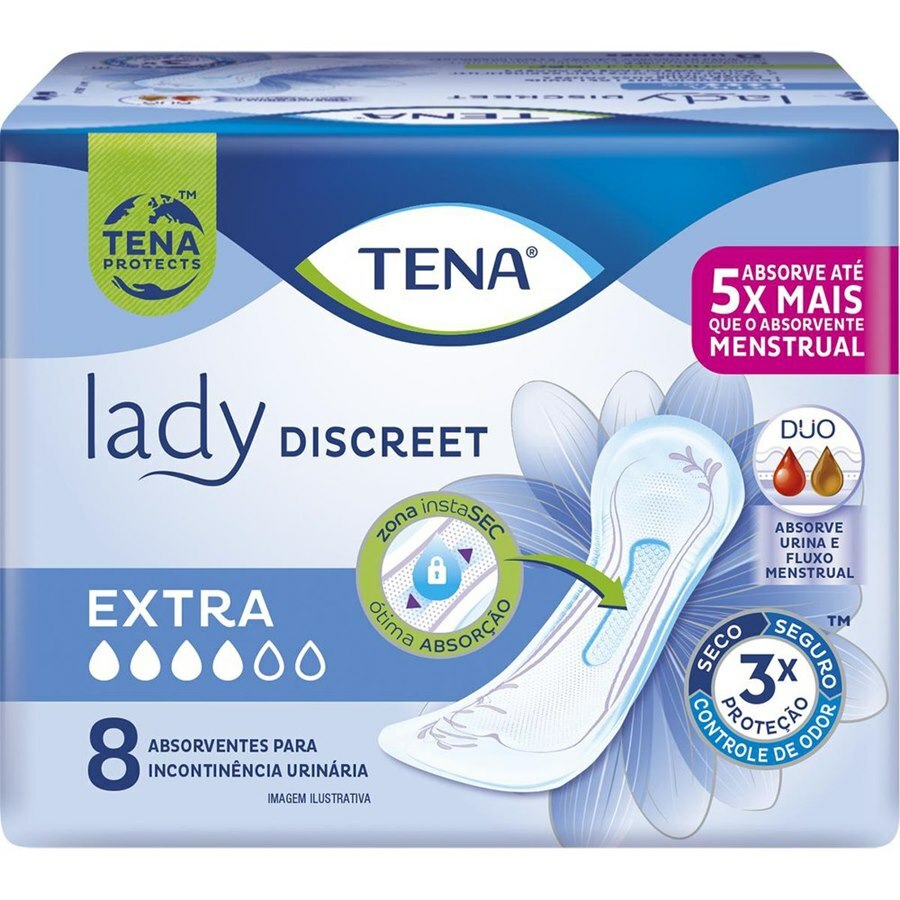 Absorvente Para Incontinência Urinária Tena Lady Discreet Extra Sem Abas - 8 Unidades