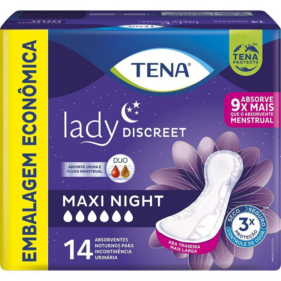 Absorvente Para Incontinência Urinária Tena Lady Discreet Maxi Night - 14 Unidades