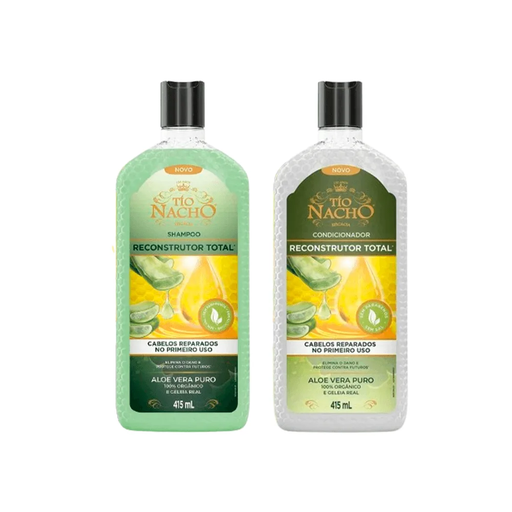 Kit Tío Nacho Shampoo Reconstrutor Total Hidratação 100% Orgânico 415ml + Condicionador Reconstrutor Total 100% Orgânico 415ml