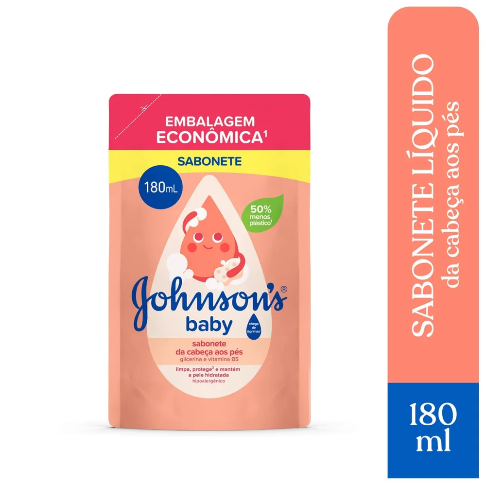 Sabonete Líquido Infantil Johnson's Baby Glicerina da Cabeça aos Pés Refil 180ml