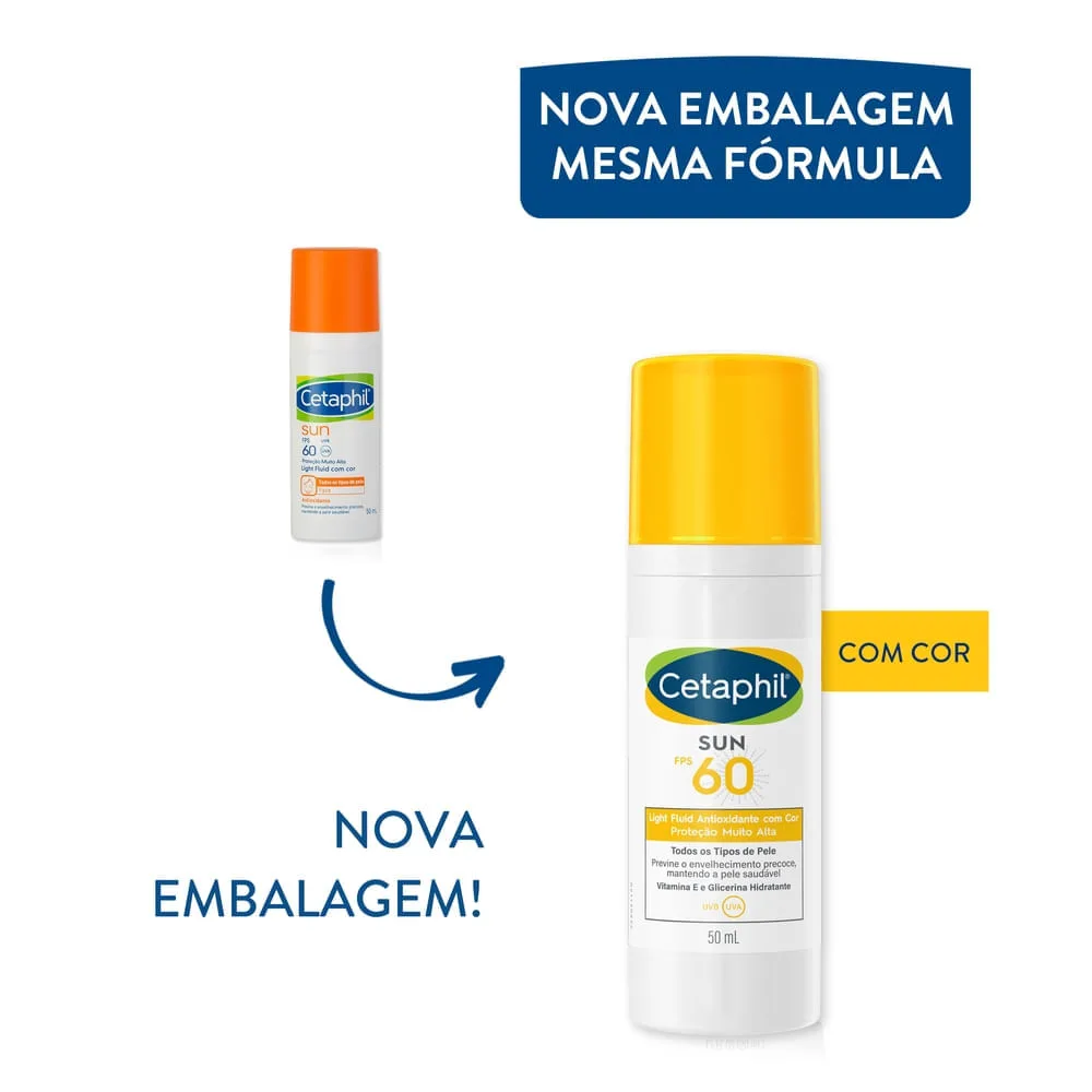 Protetor Solar Facial Cetaphil Sun Light Fluid FPS60 Antioxidante Tom Universal 50ml