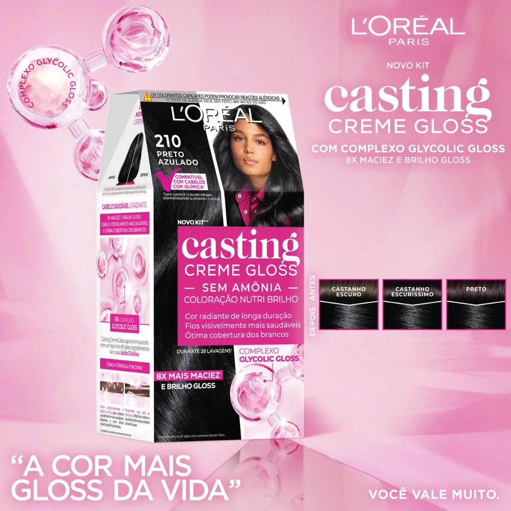 Tinta De Cabelo Casting Creme Gloss De L’oréal Paris 210 Preto Azulado 246g