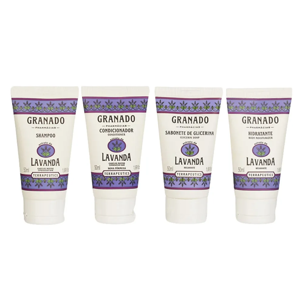 Kit Granado Terrapeutics Necessarie Lavanda 1 Shampoo 50ml + 1 Condicionador 50ml + 1 Sabonete 40ml + 1 Hidratante 50ml