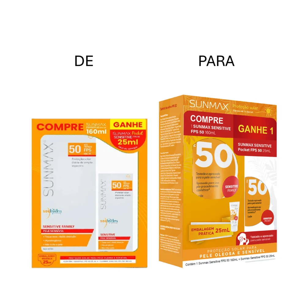 Kit Protetor Solar Sunmax Sensitive Oil Free FPS50 160ml 1 Unidade + Protetor Solar Sunmax Sensitive Oil Free FPS50 25ml 1 Unidade