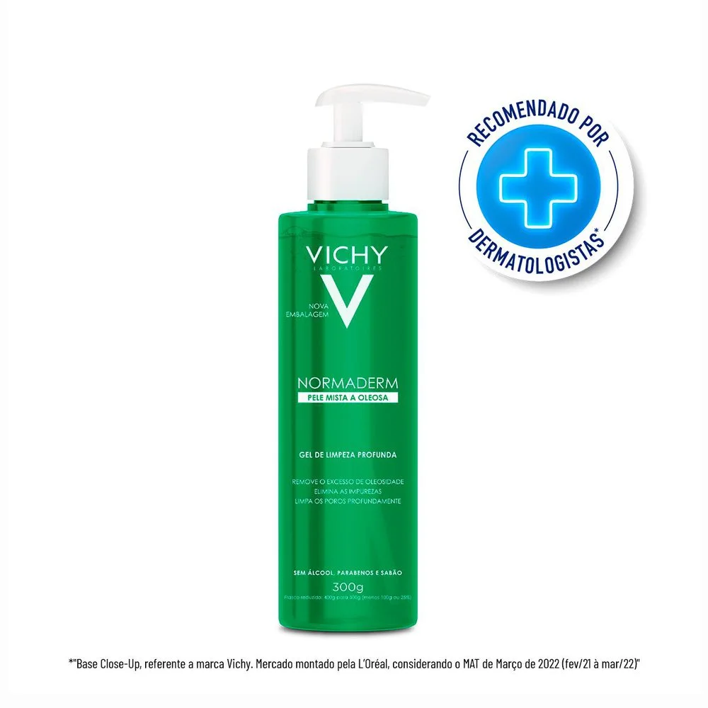 Gel de Limpeza Facial Vichy Normaderm Limpeza Profunda Pele Mista a Oleosa 300g