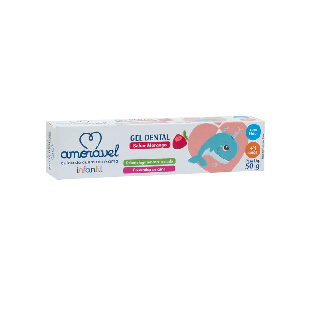 Creme Dental Infantil Amorável Morango Com Flúor Gel 50g