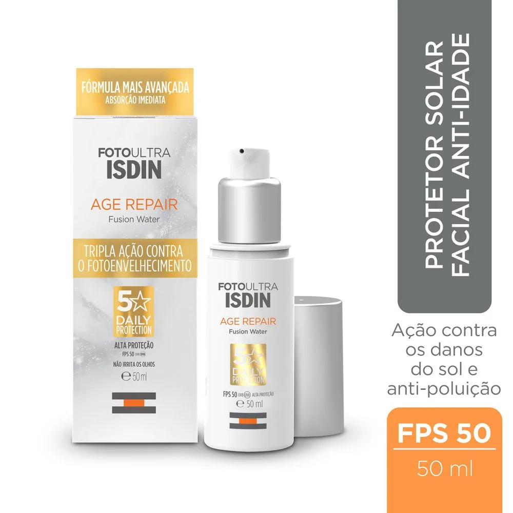 Protetor Solar Facial ISDIN Age Repair Fusion Water FPS50 50ml