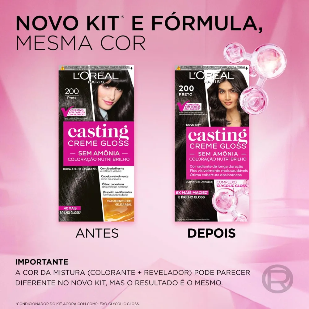 Tinta De Cabelo Casting Creme Gloss De L’oréal Paris 200 Preto 246g
