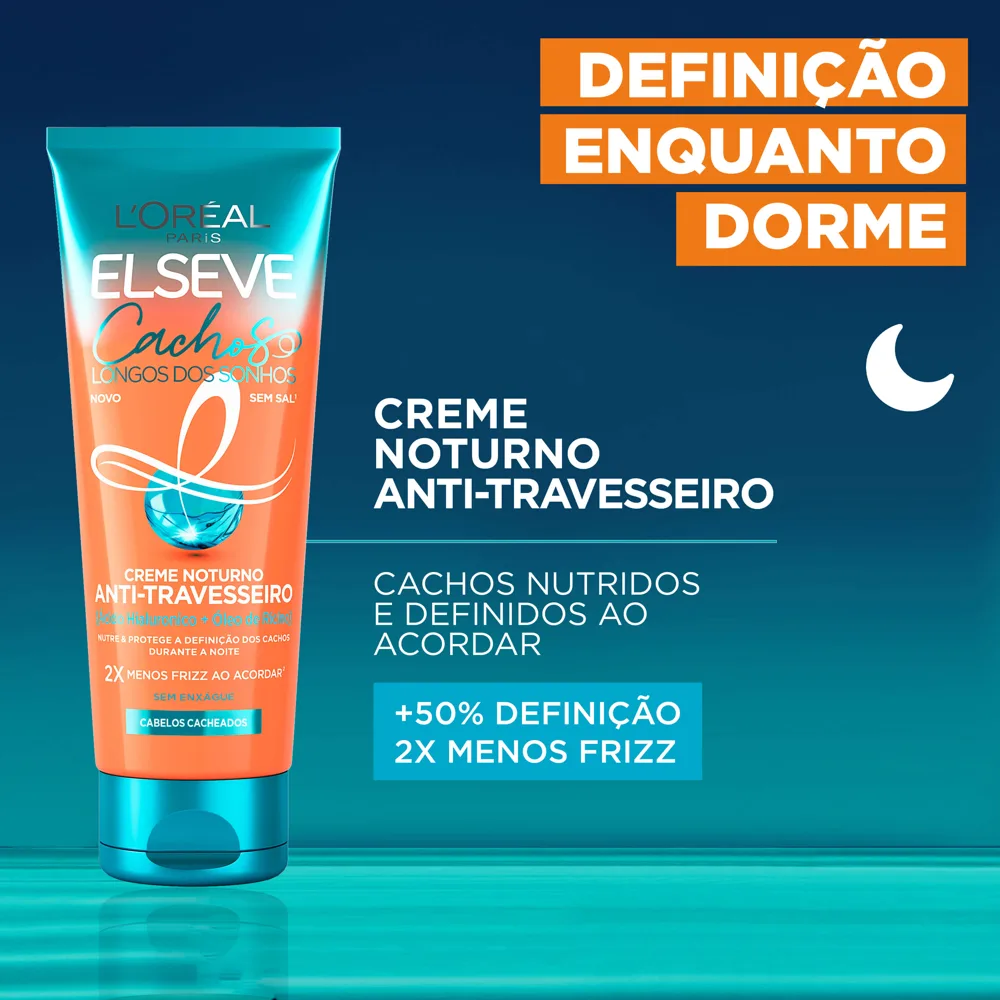 Creme Noturno Elseve Cachos Longos dos Sonhos Anti-Travesseiro 200ml
