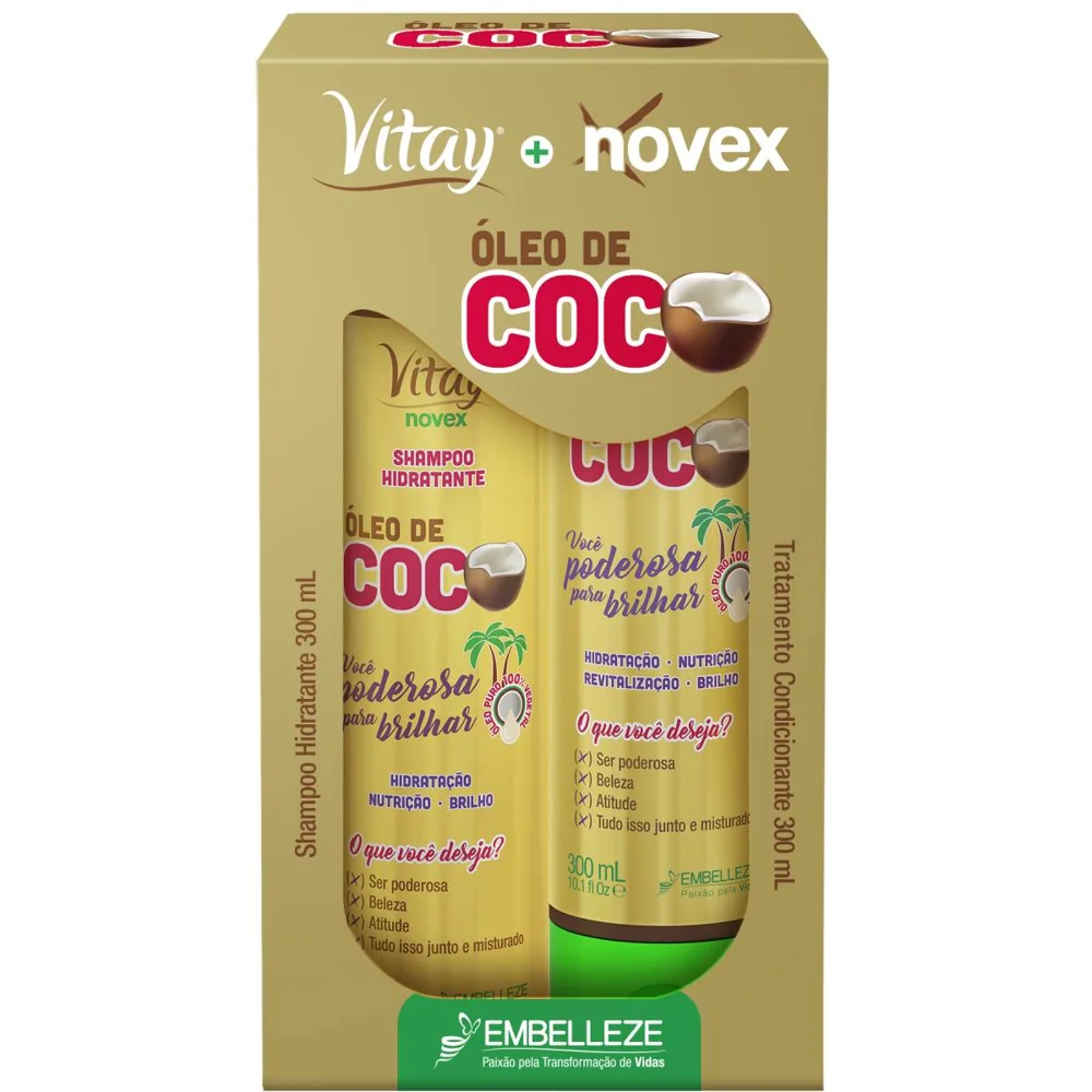 Shampoo Hidratante Novex Óleo De Coco 300ml + Tratamento Condicionante Vitasay Novex Óleo De Coco 300ml
